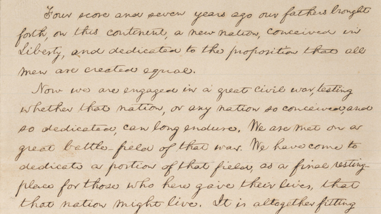 A handwritten copy of the first two paragraphs of the address.