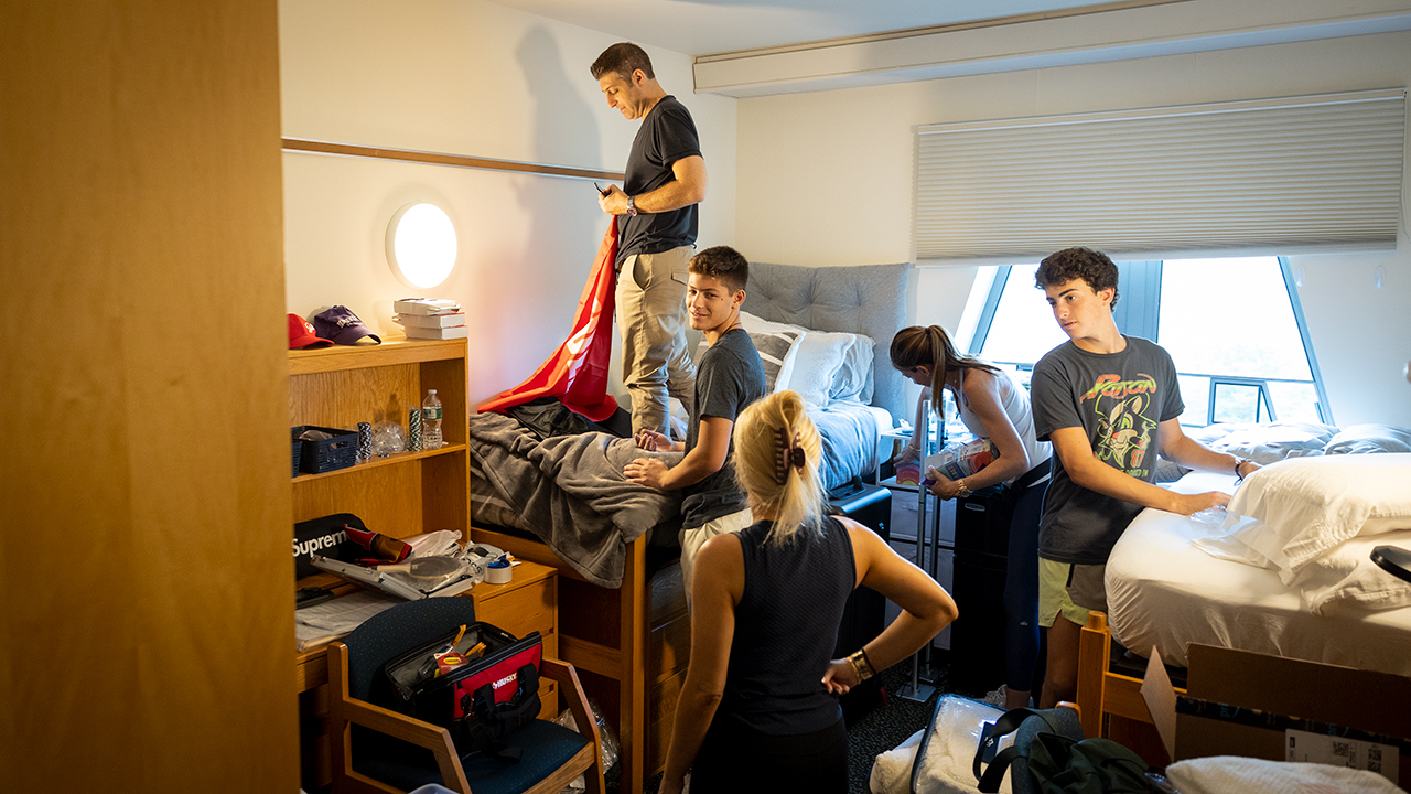 a family on move-in day