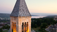McGraw Tower and view of Cayuga Lake in the distance