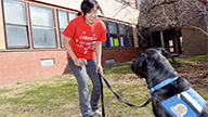 student trains a service dog